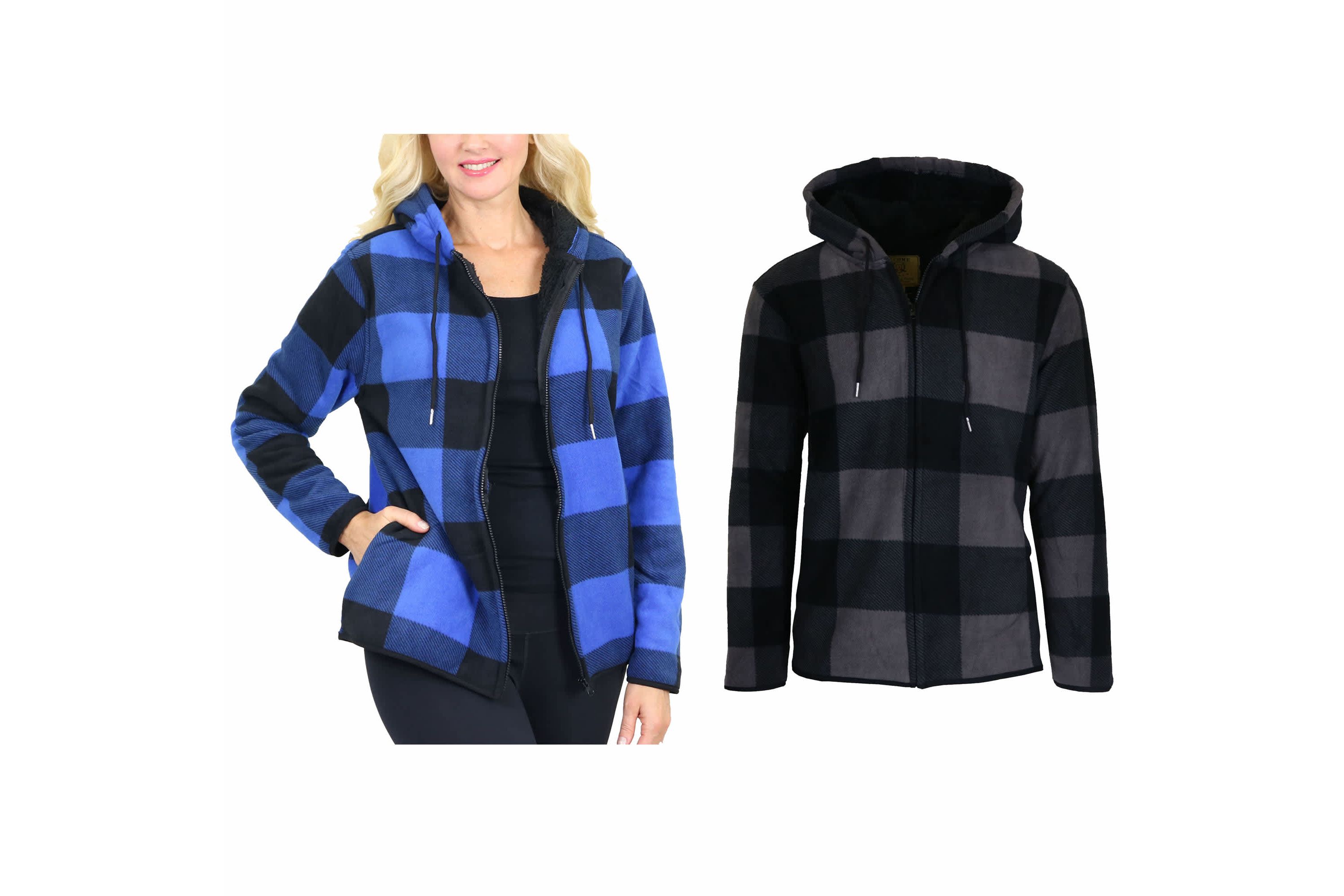 2-Pack Womens Plaid Sherpa Hoodie