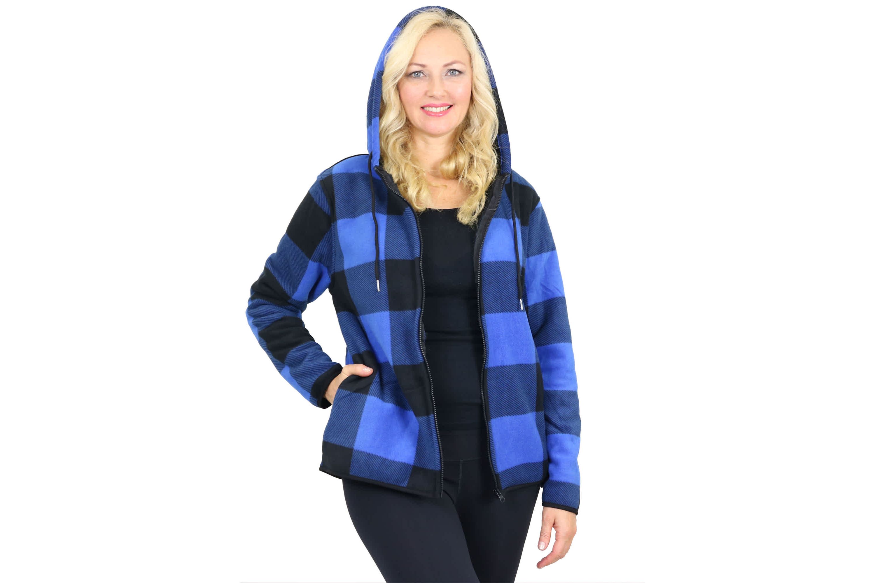Womens Plaid Sherpa Hoodie