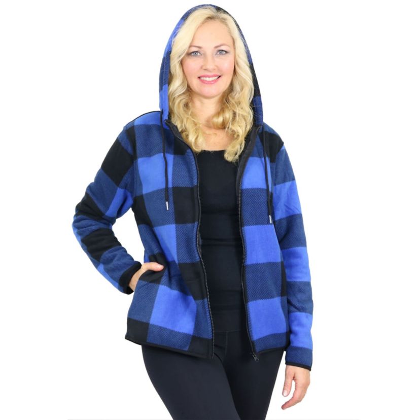 Womens Plaid Sherpa Hoodie