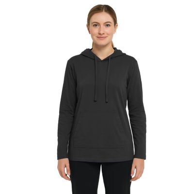 Galaxy by Harvic Blue Ice Women's Loose Fit Cotton Lightweight Casual Pullover Drawstring Hoodie With Pocket, Black, XXL