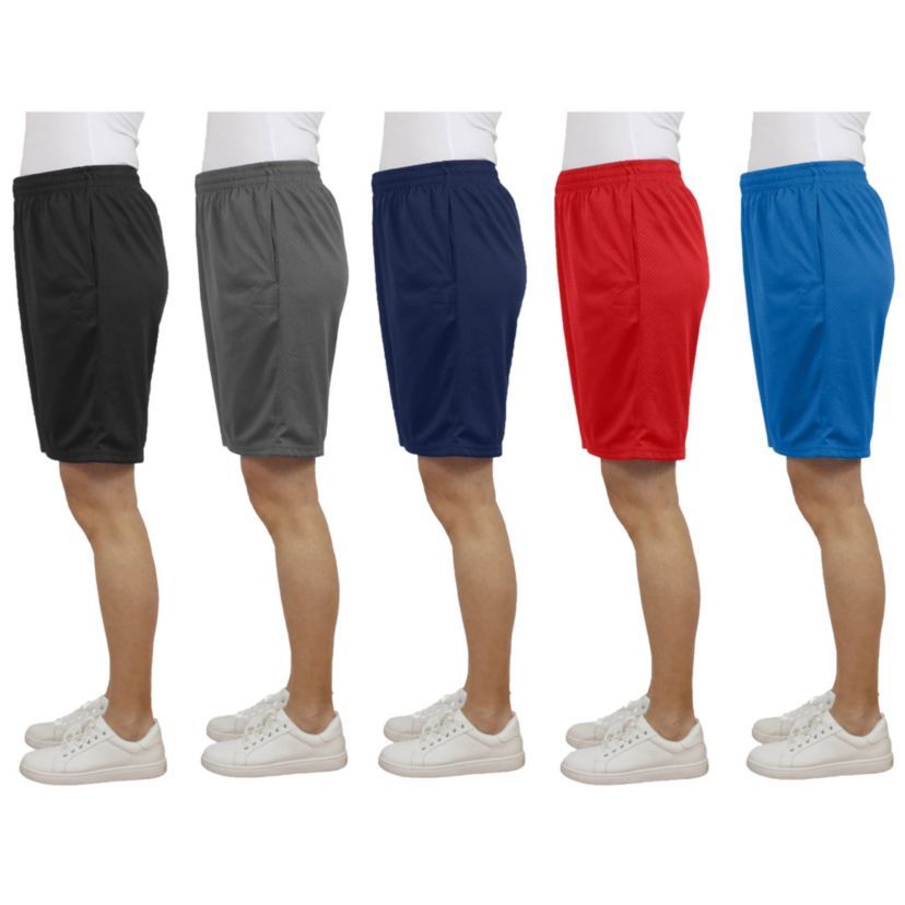 Jump Start Womens Loose Fit Lightweight Breathable Moisture Wicking Mesh Shorts - 5 Pack