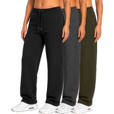 Blu Rock Women's Loose Fit Tech Fleece Performance Sweatpants with Open Bottom-3 Pack, XXL