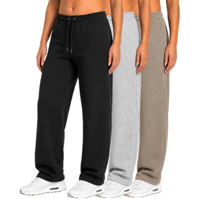 Blu Rock Women's Loose Fit Tech Fleece Performance Sweatpants with Open Bottom-3 Pack, XL