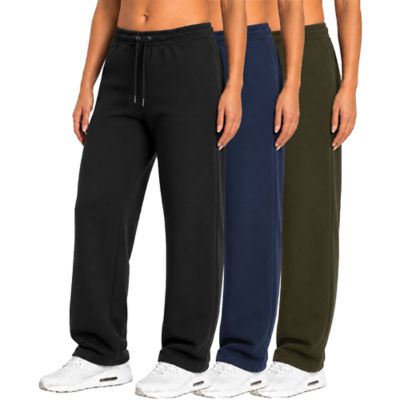 Blu Rock Women's Loose Fit Tech Fleece Performance Sweatpants with Open Bottom-3 Pack, XL