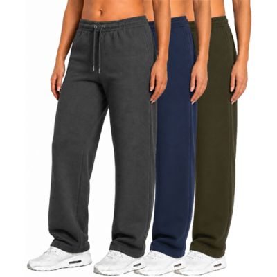 Blu Rock Women's Loose Fit Tech Fleece Performance Sweatpants with Open Bottom-3 Pack, XXL