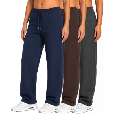 Blu Rock Women's Loose Fit Tech Fleece Performance Sweatpants with Open Bottom-3 Pack, XL