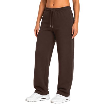Blu Rock Women's Loose Fit Tech Fleece Performance Sweatpants with Open Bottom, Brown, XXL