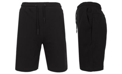 Wicked Stitch Women's Loose Fit Tech Fleece Jogger Sweat Lounge Shorts With Long Zipper Side Pocket, Black, Large