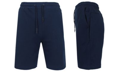 Wicked Stitch Women's Loose Fit Tech Fleece Jogger Sweat Lounge Shorts With Long Zipper Side Pocket, Navy Blue, XL