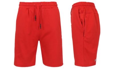 Wicked Stitch Women's Loose Fit Tech Fleece Jogger Sweat Lounge Shorts With Long Zipper Side Pocket, Red, Large