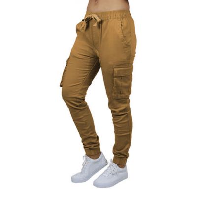 Galaxy By Harvic Women's Loose Fit Cotton Flex Stretch Cargo Jogger Pants, Medium