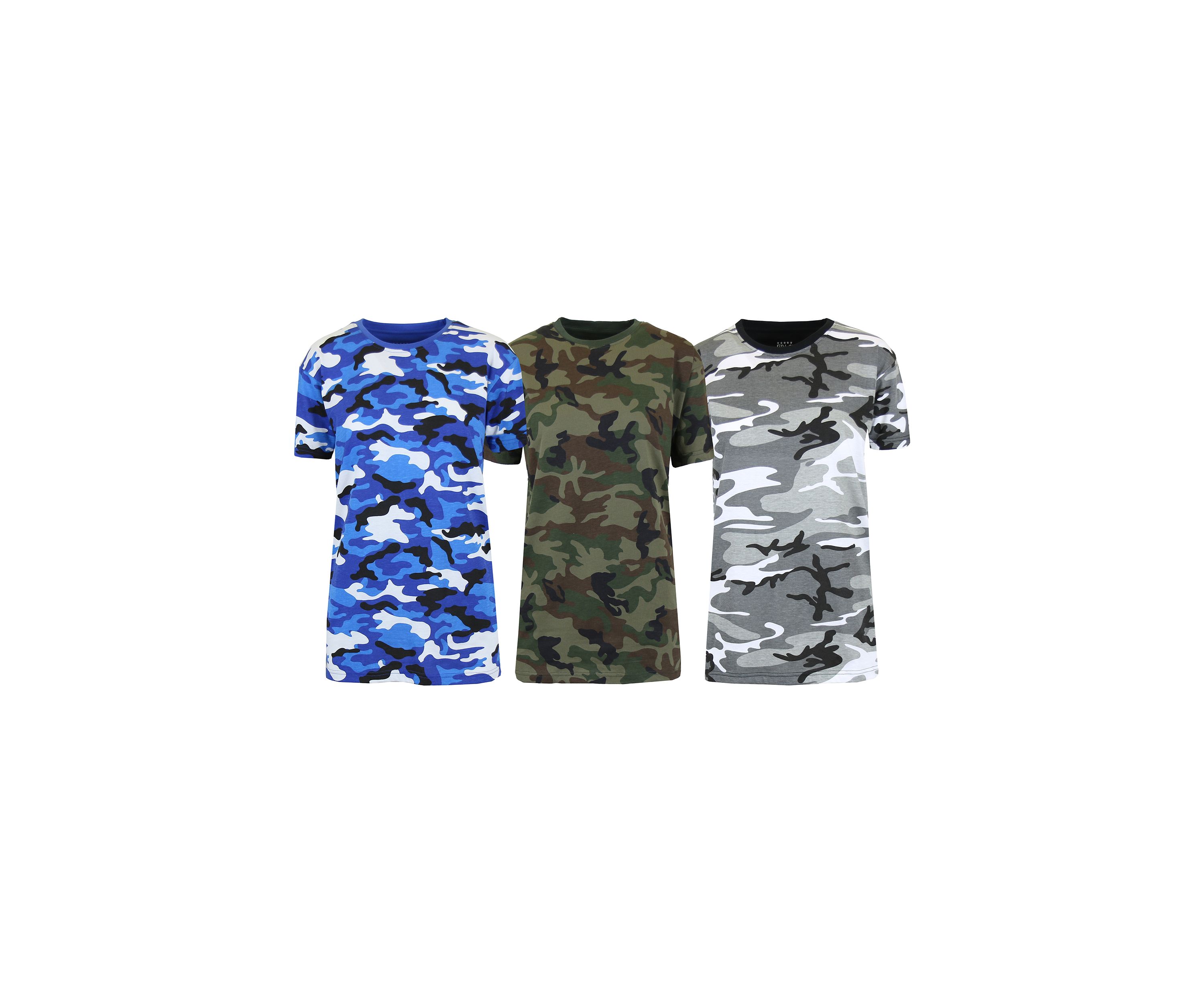 Womens Loose Fitting  Short Sleeve Crew Neck Camouflage Printed T-Shirt - 3 Pack