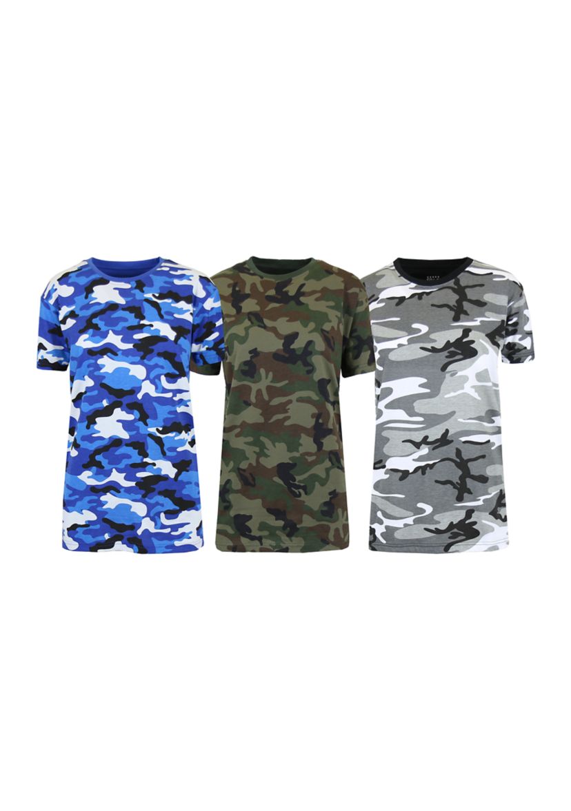 Womens Loose Fitting  Short Sleeve Crew Neck Camouflage Printed T-Shirt - 3 Pack