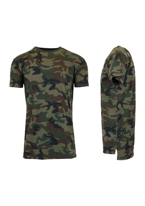 Womens Loose Fitting Short Sleeve Crew Neck Camouflage Printed T-Shirt