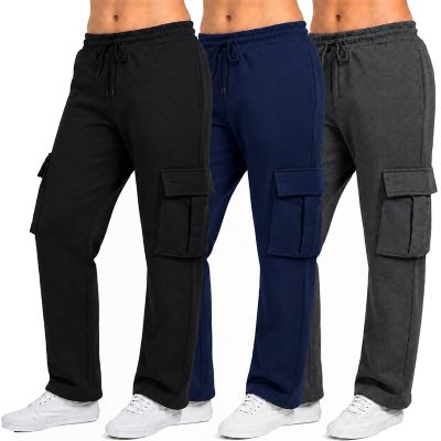 Blu Rock Women's Loose Fit Tech Fleece Performance Sweatpants with Open Bottom, Grey, 3XL