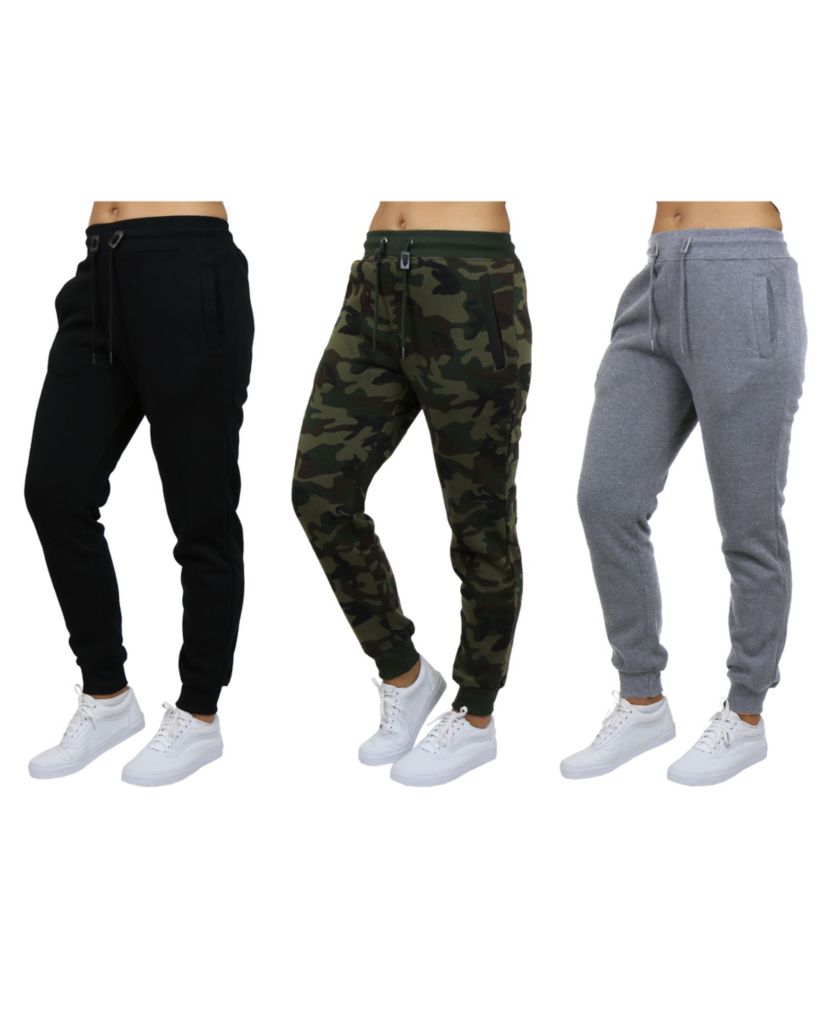 Womens Loose-Fit Fleece Jogger Sweatpants-3 Pack