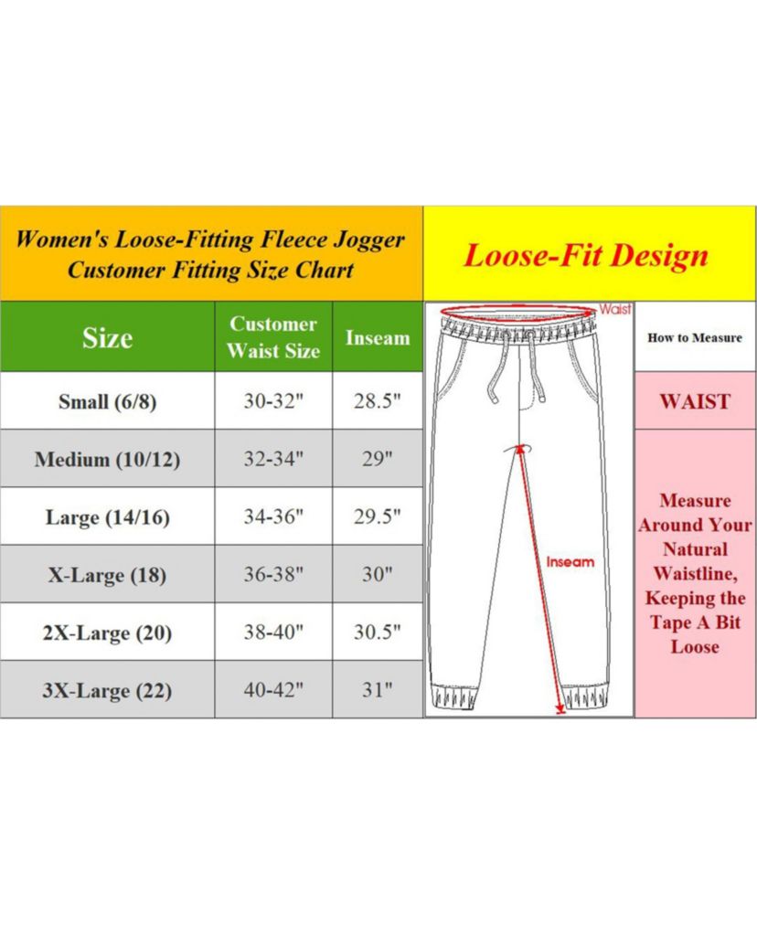 Womens Loose-Fit Fleece Jogger Sweatpants-3 Pack