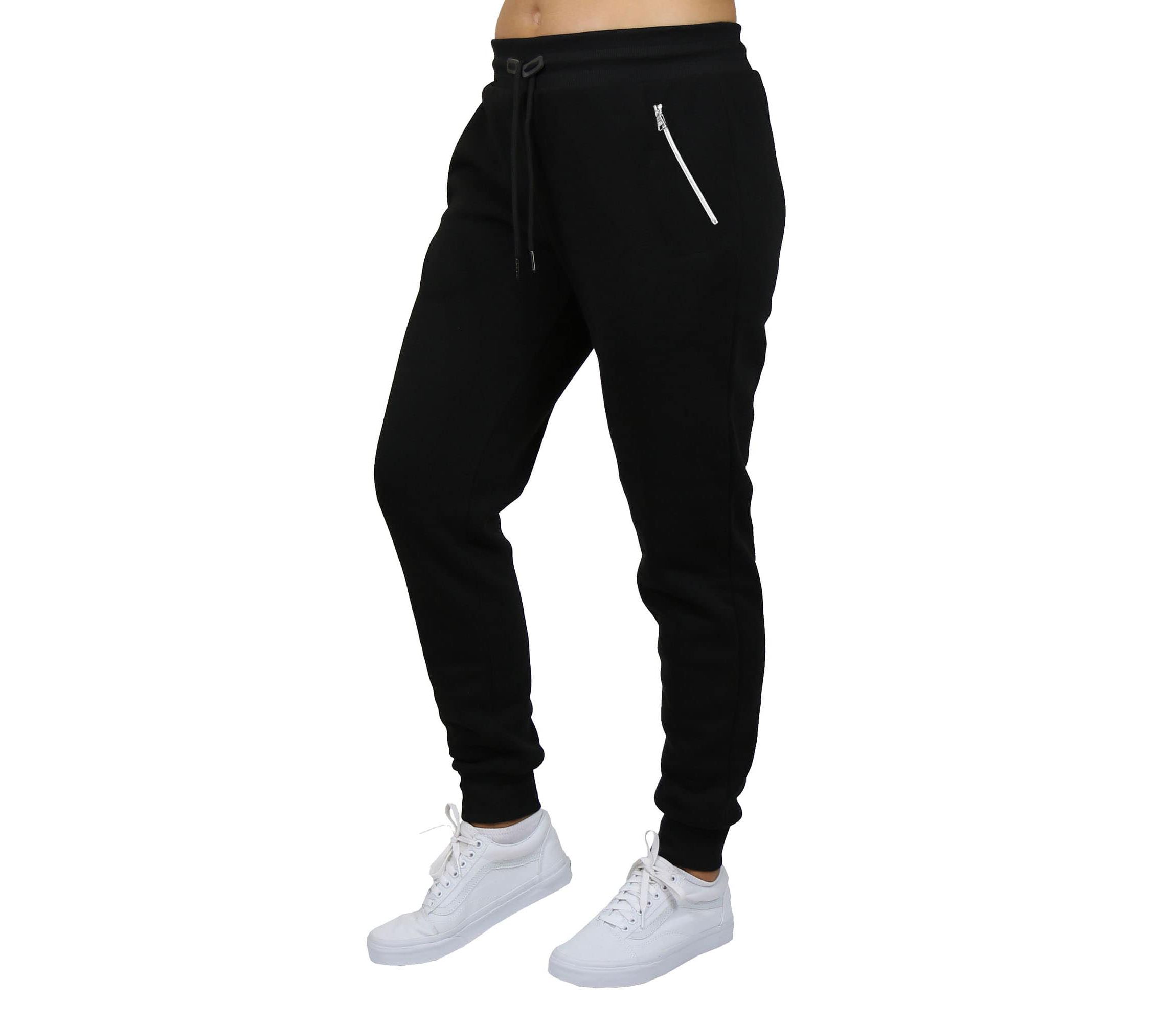 Womens Loose Fit  Fleece-Lined Jogger Sweatpants With Zipper Pockets