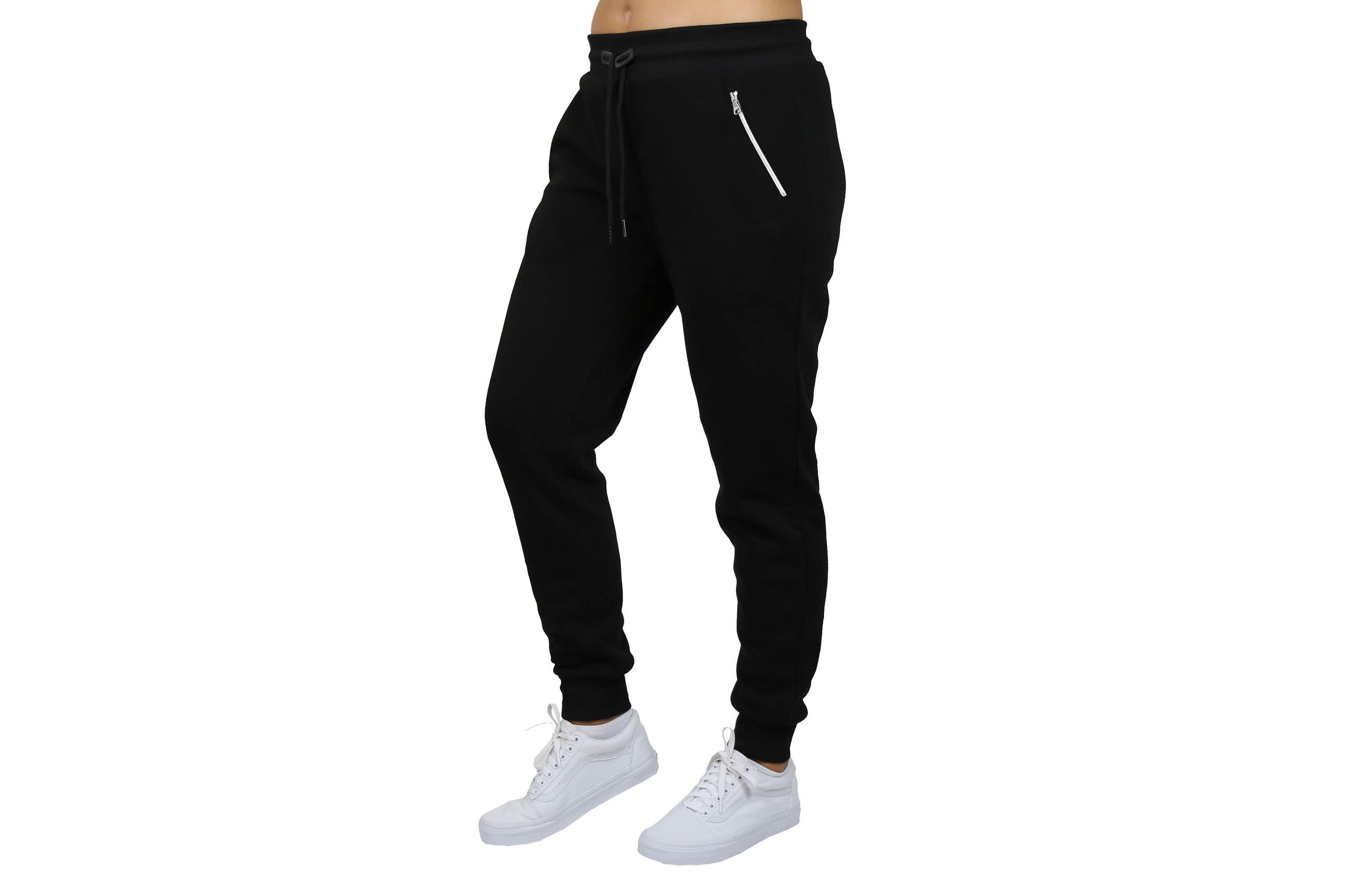 Womens Loose Fit  Fleece-Lined Jogger Sweatpants With Zipper Pockets