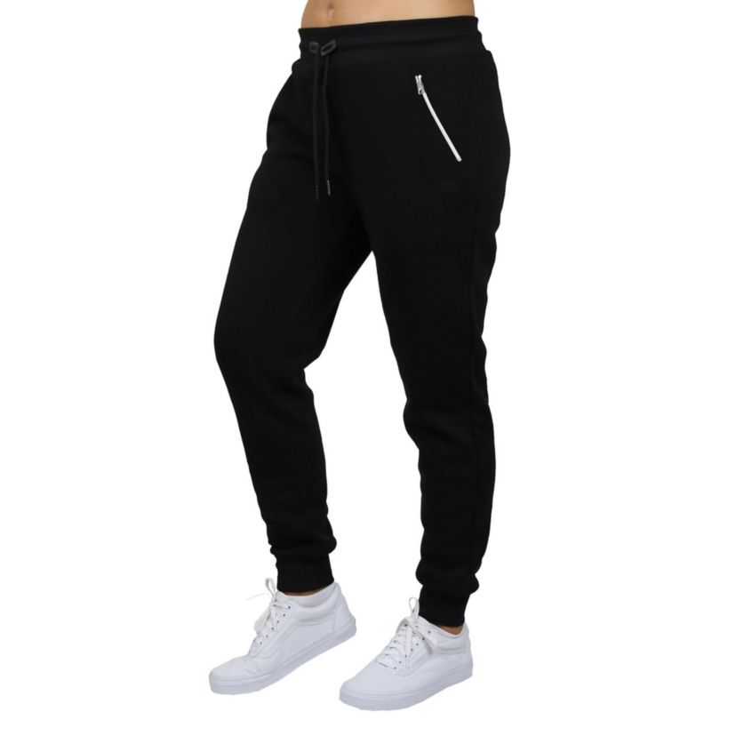 Womens Loose Fit  Fleece-Lined Jogger Sweatpants With Zipper Pockets