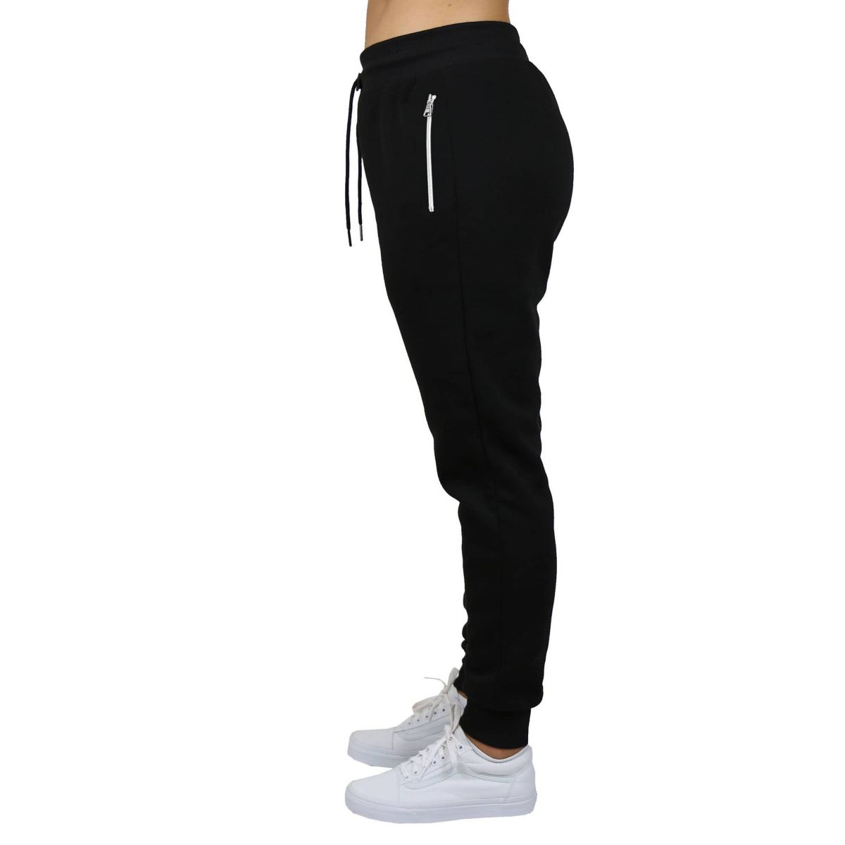 Womens Loose Fit  Fleece-Lined Jogger Sweatpants With Zipper Pockets