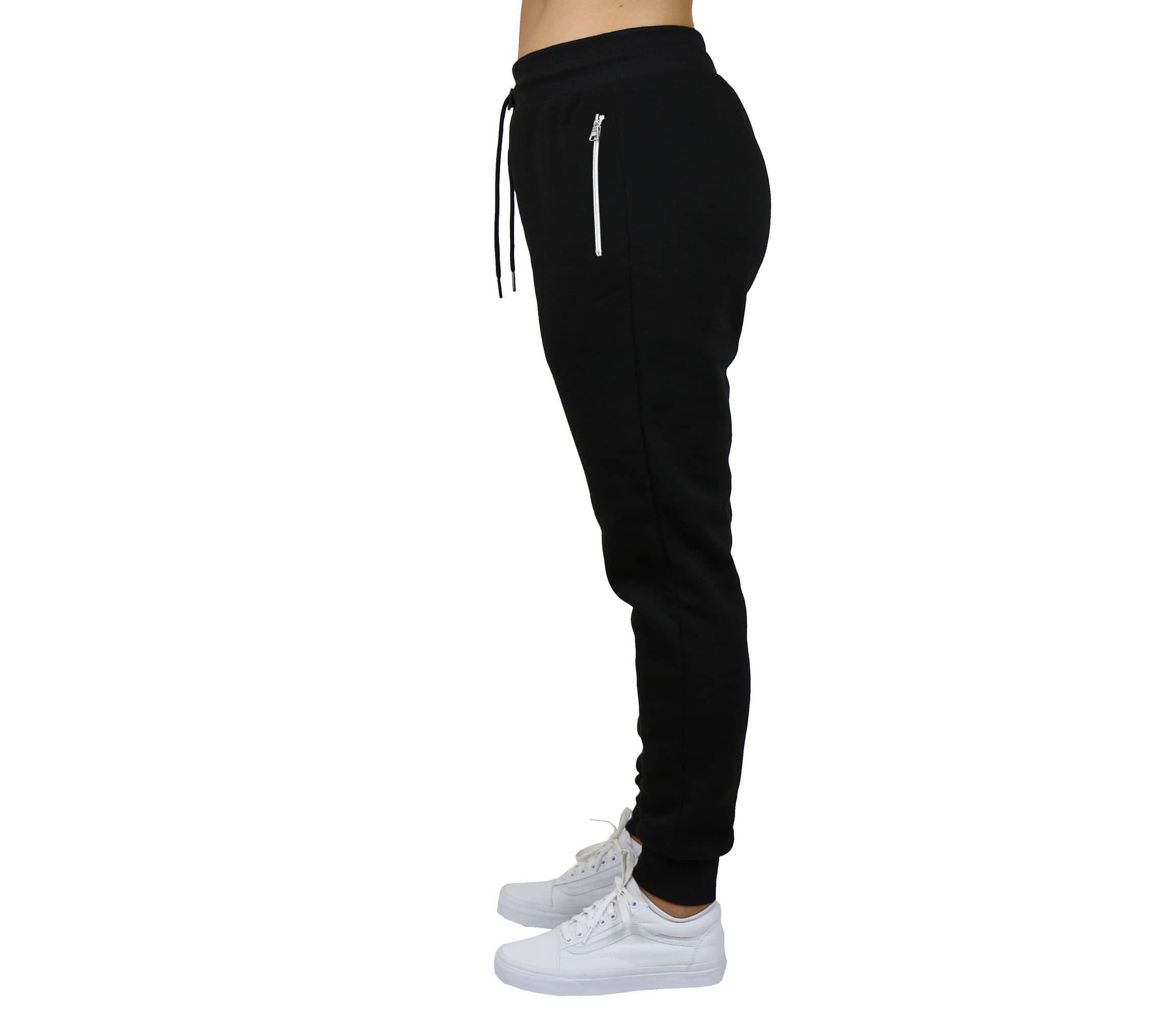 Womens Loose Fit  Fleece-Lined Jogger Sweatpants With Zipper Pockets