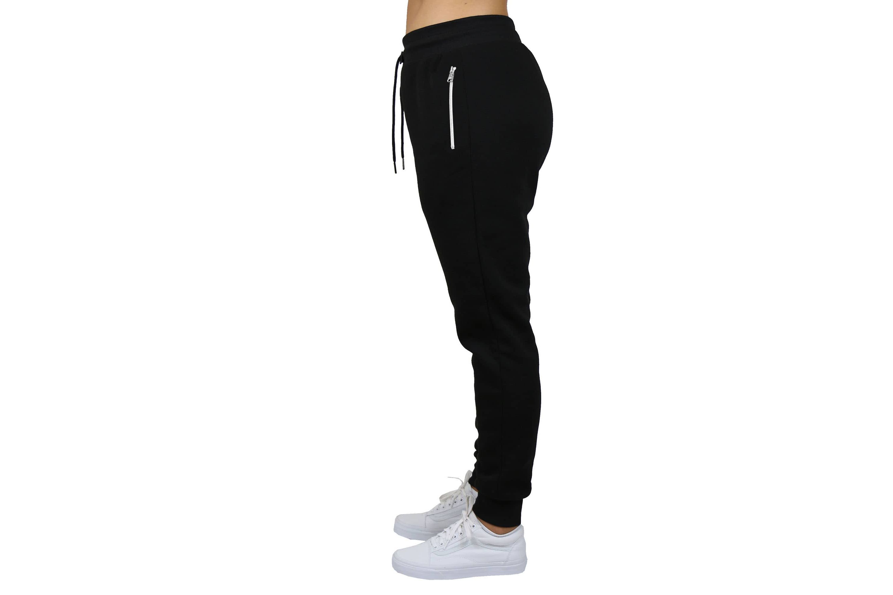 Womens Loose Fit  Fleece-Lined Jogger Sweatpants With Zipper Pockets