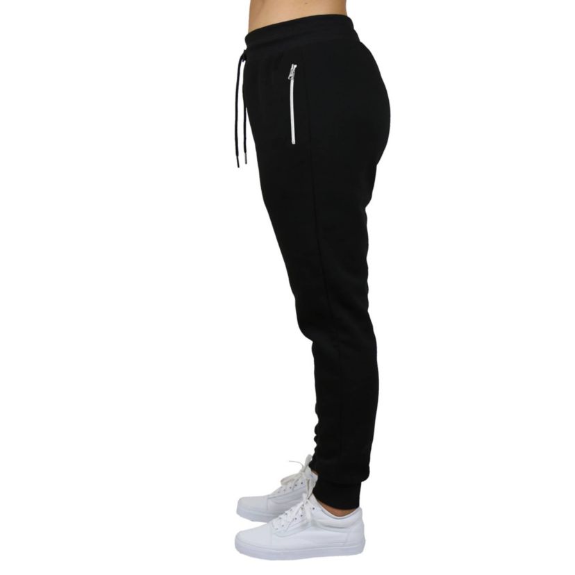 Womens Loose Fit  Fleece-Lined Jogger Sweatpants With Zipper Pockets