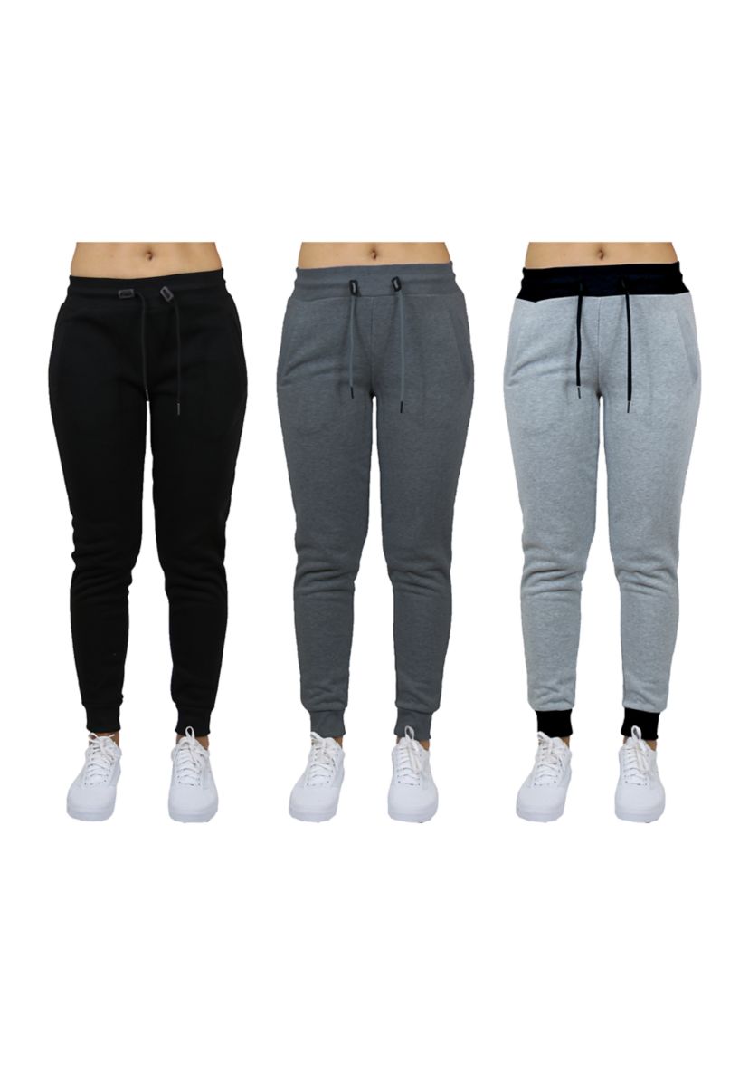 Womens French Terry Loose Fit Jogger Lounge Pants - 3 Pack