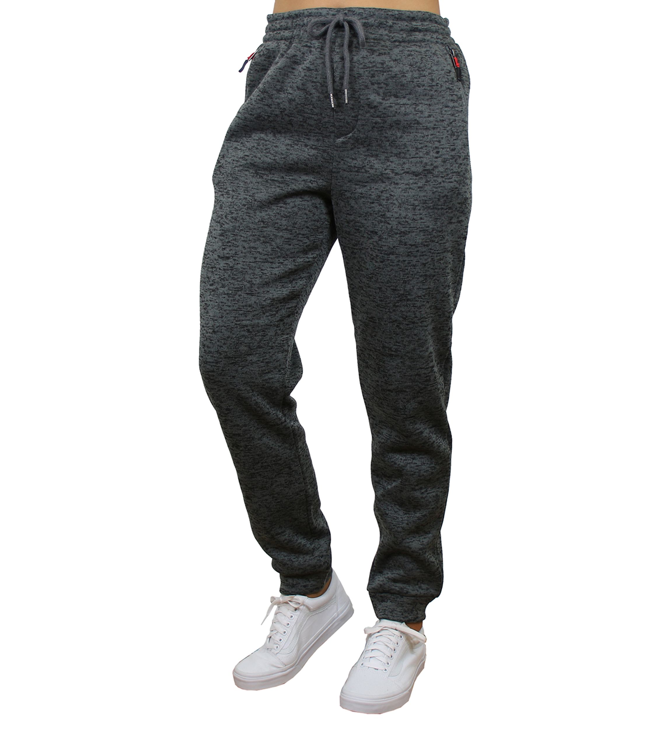 Womens Loose Fit Fleece Jogger Sweatpants with Zipper Pockets
