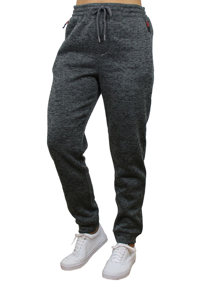 Womens Loose Fit Fleece Jogger Sweatpants with Zipper Pockets