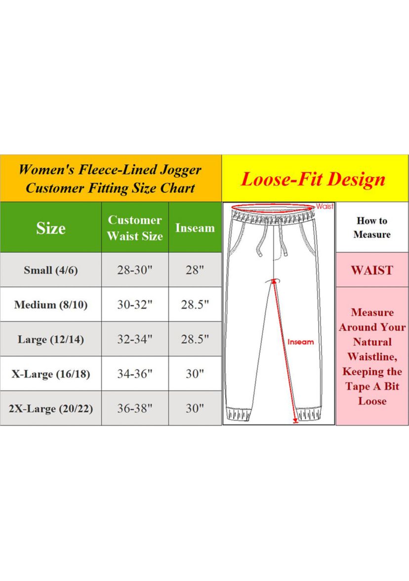 Womens Loose Fit Fleece Jogger Sweatpants with Zipper Pockets