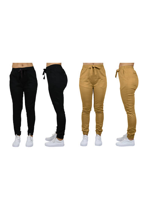 Womens Basic Stretch Twill Joggers (2 Pack)