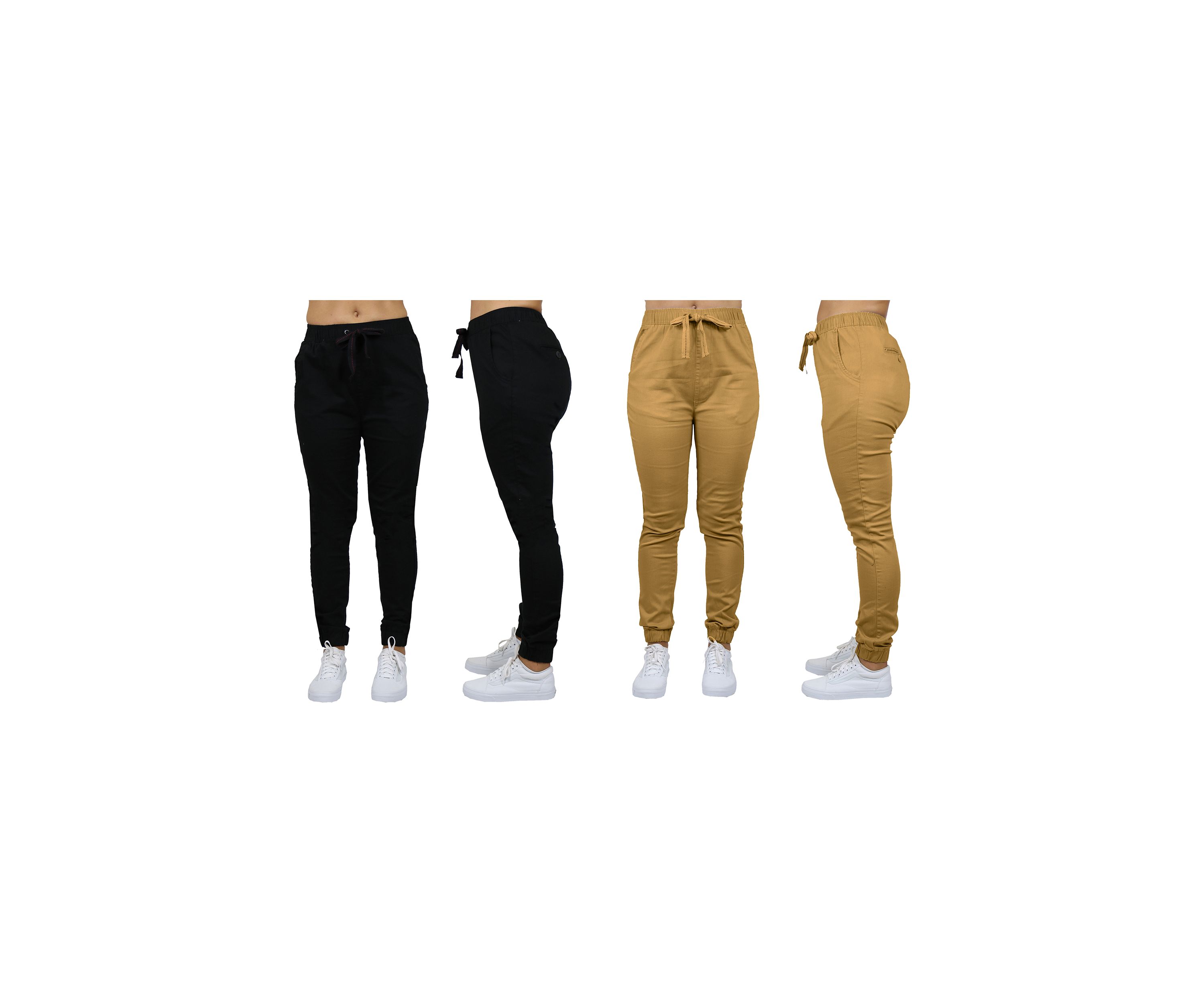 Womens Basic Stretch Twill Joggers (2 Pack)