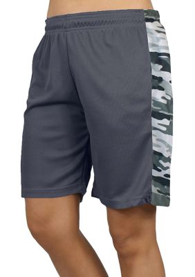 Galaxy By Harvic Women's Loose Fit Moisture Wicking Performance Quick Dry Mesh Shorts With Side Block Design, Grey, 2XL