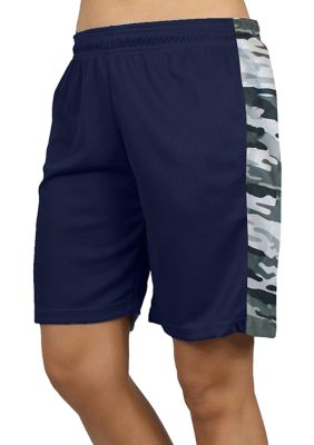 Galaxy By Harvic Women's Loose Fit Moisture Wicking Performance Quick Dry Mesh Shorts With Side Block Design, Navy Blue, 2XL