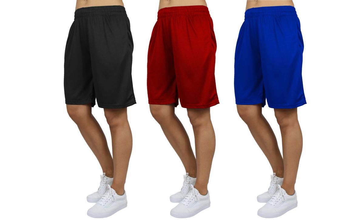 3- Pack Galaxy By Harvic Womens  Loose Fit Moisture Wicking Performance Mesh Shorts