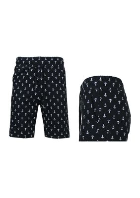 Women's French Terry Printed Shorts with Contrasting Anchor Design