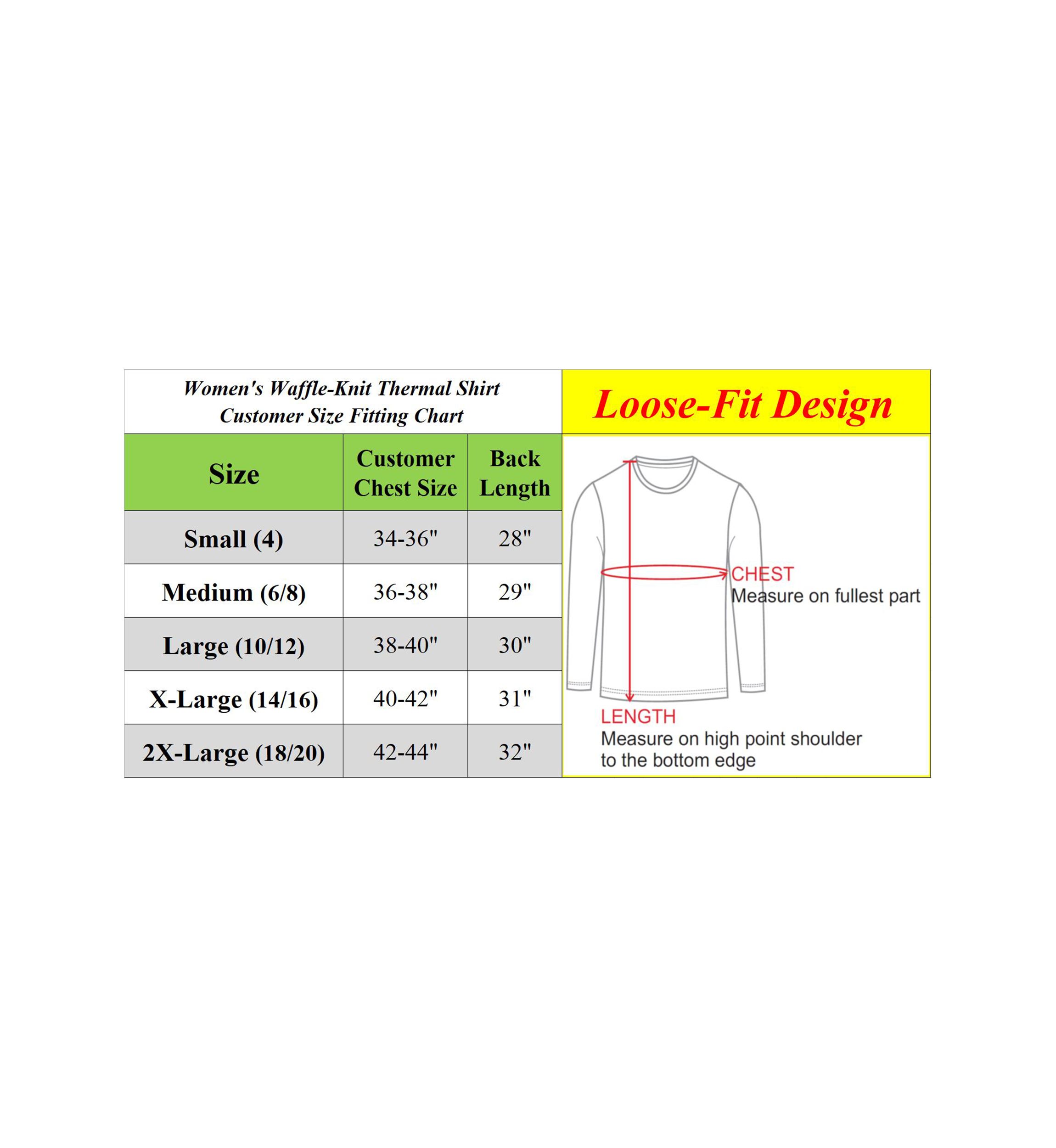 Womens Loose Fit Waffle Knit Thermal Shirt - 3 Pack