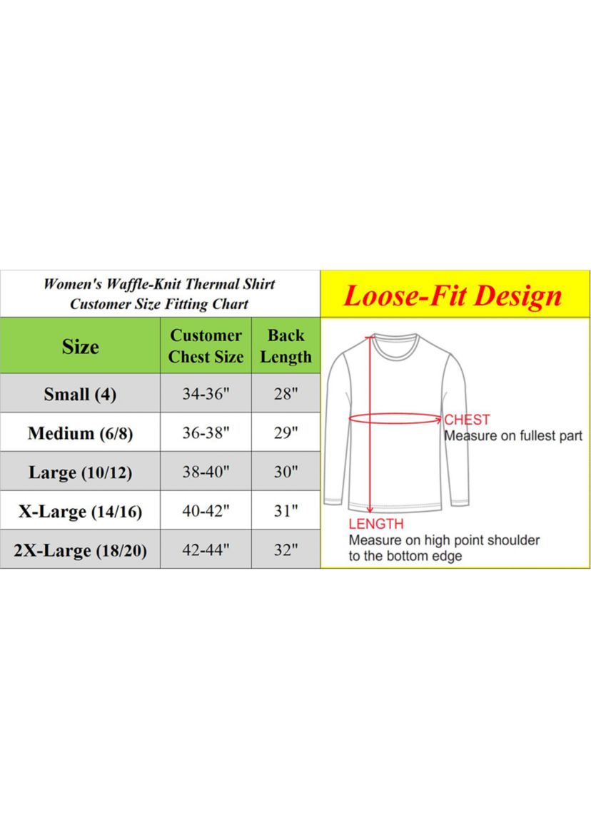 Womens Loose Fit Waffle Knit Thermal Shirt - 3 Pack