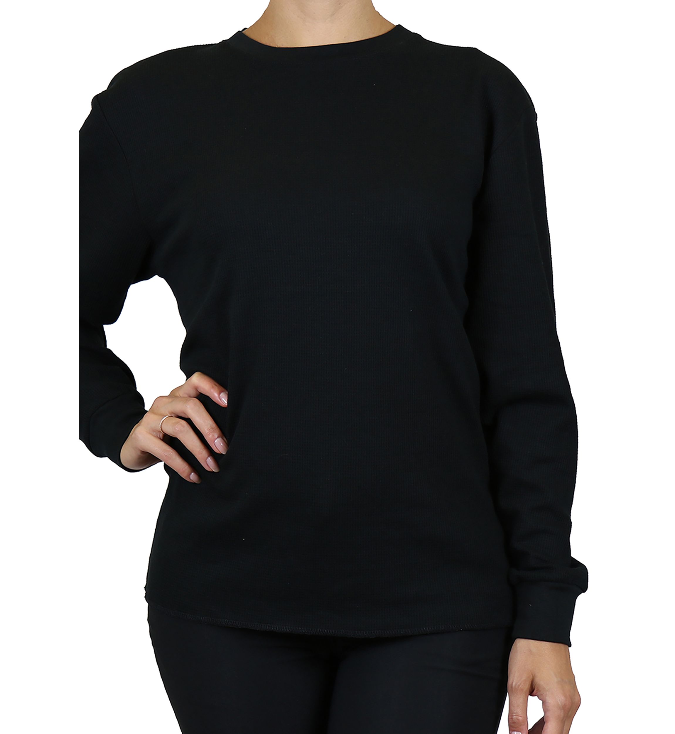 Womens Loose Fit Waffle Knit Thermal Shirt