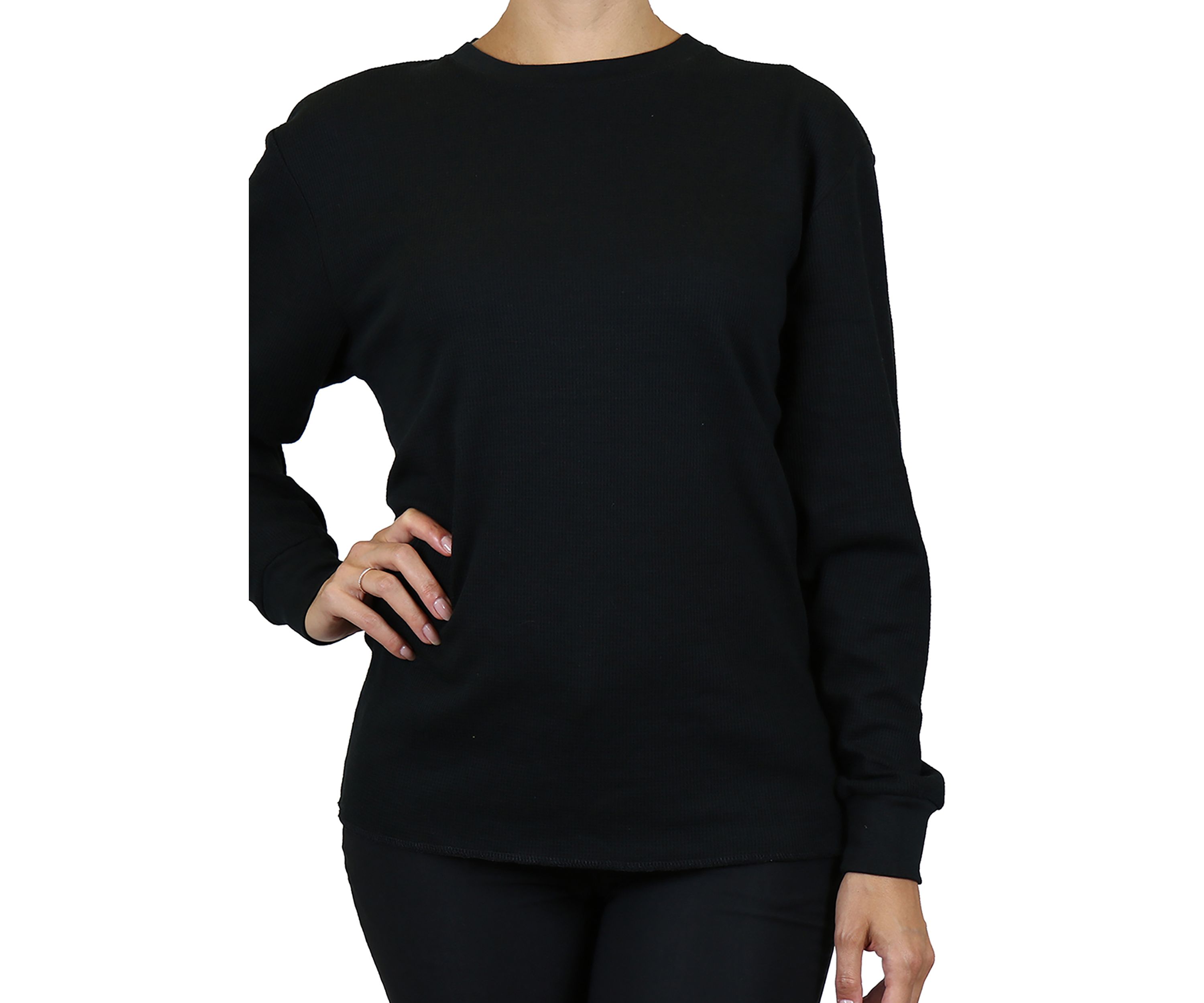 Womens Loose Fit Waffle Knit Thermal Shirt