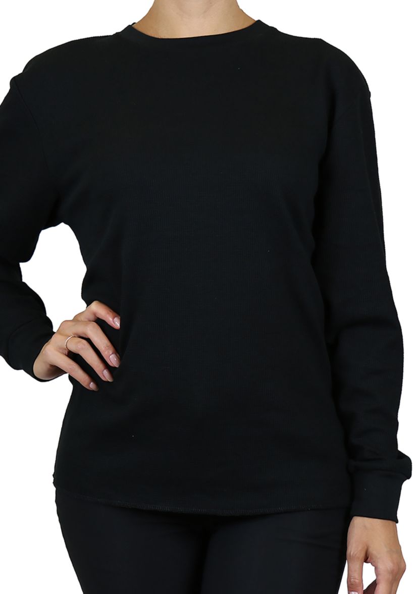 Womens Loose Fit Waffle Knit Thermal Shirt