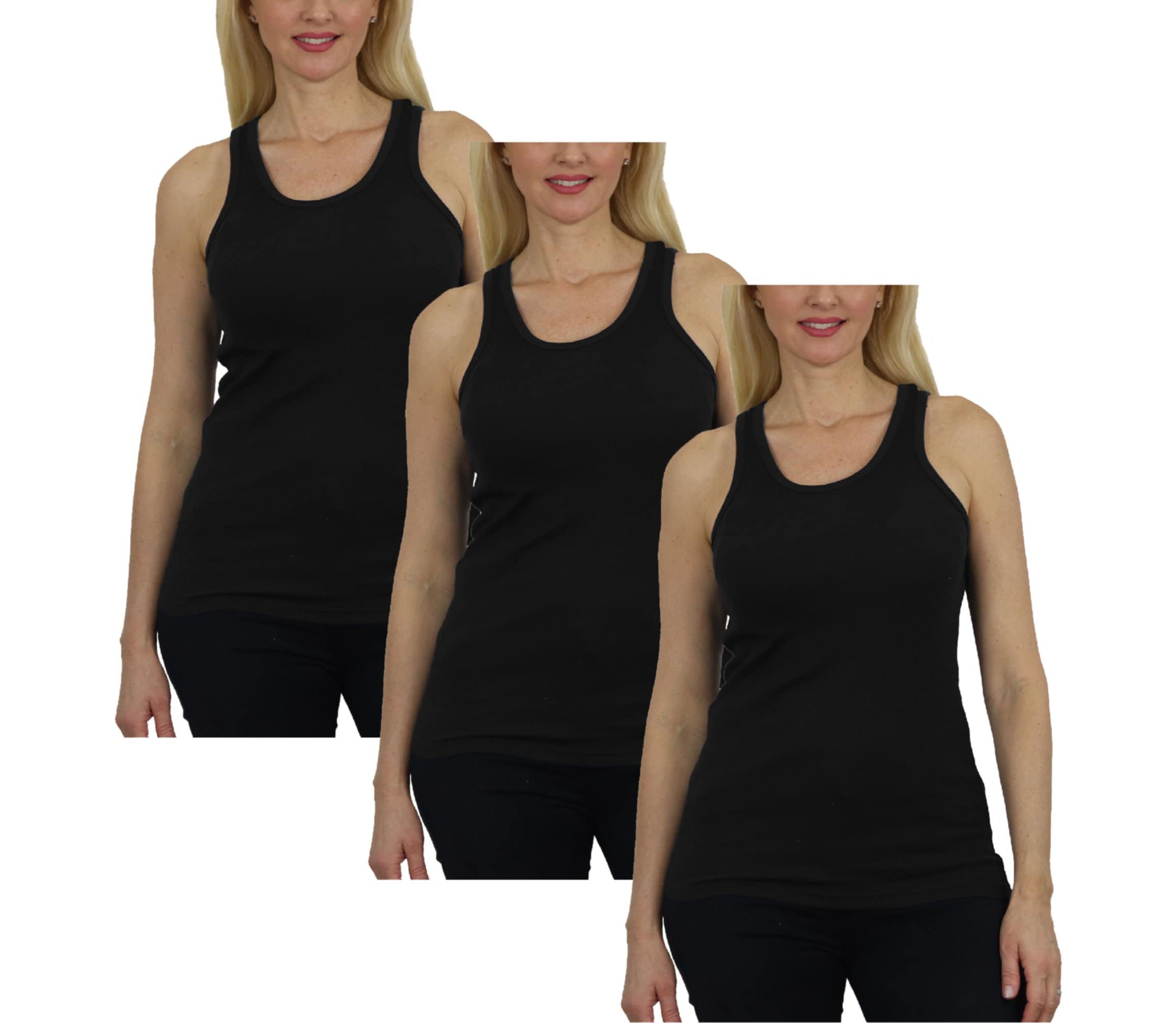 Galaxy By Harvic Womens Loose Fit Ribbed Tank Top - 3 Pack