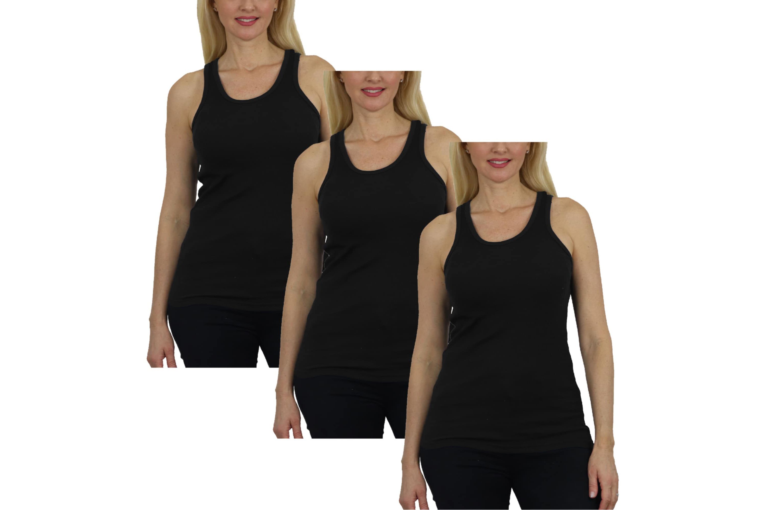 Galaxy By Harvic Womens Loose Fit Ribbed Tank Top - 3 Pack