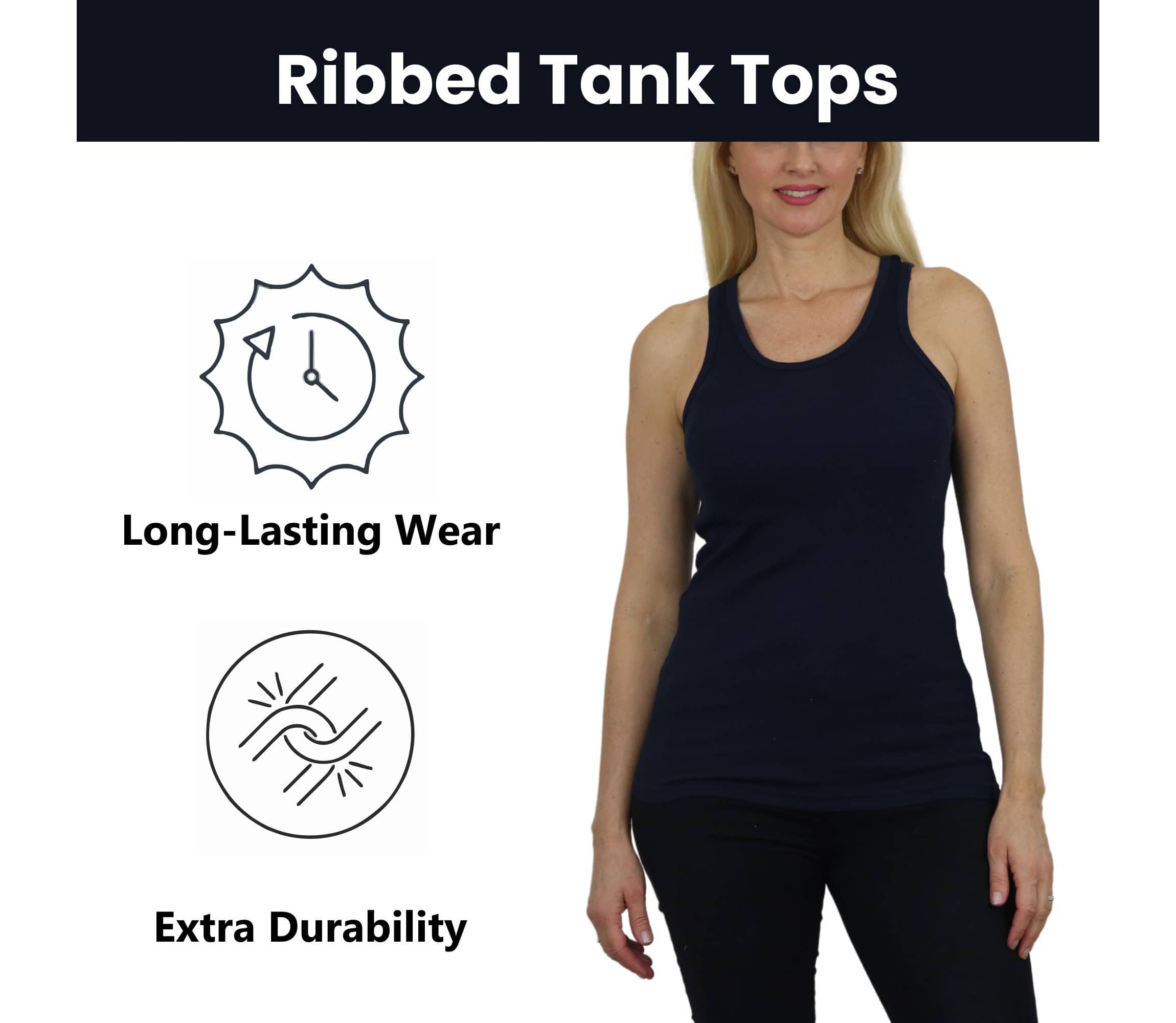 Galaxy By Harvic Womens Loose Fit Ribbed Tank Top - 3 Pack