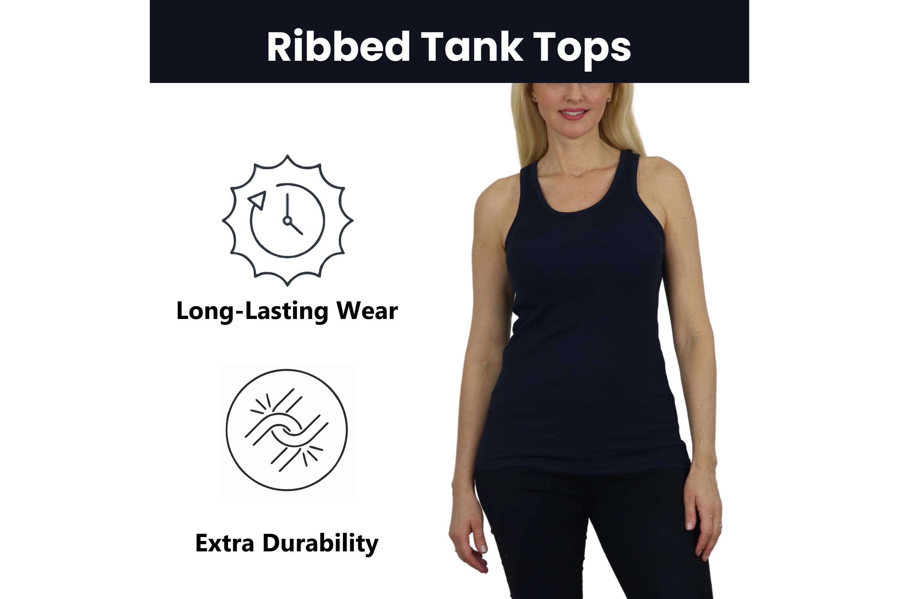 Galaxy By Harvic Womens Loose Fit Ribbed Tank Top - 3 Pack