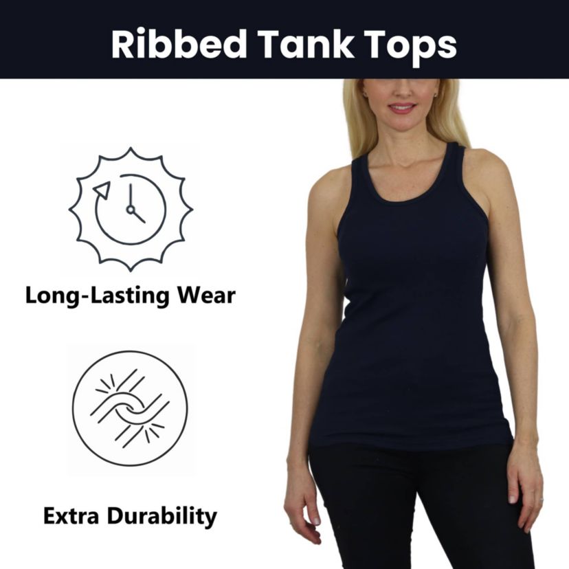 Galaxy By Harvic Womens Loose Fit Ribbed Tank Top - 3 Pack