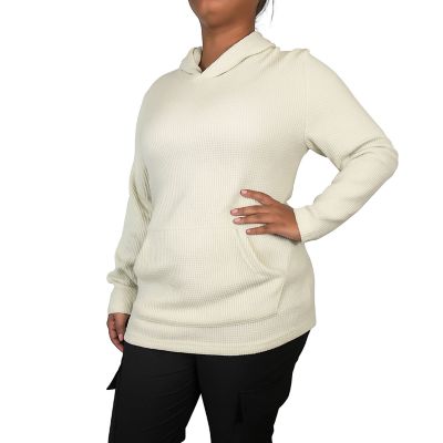 Women's Blue Ice Womeen's Loose Fit Waffle Knit Thermal Pullover Hoodie, XXL