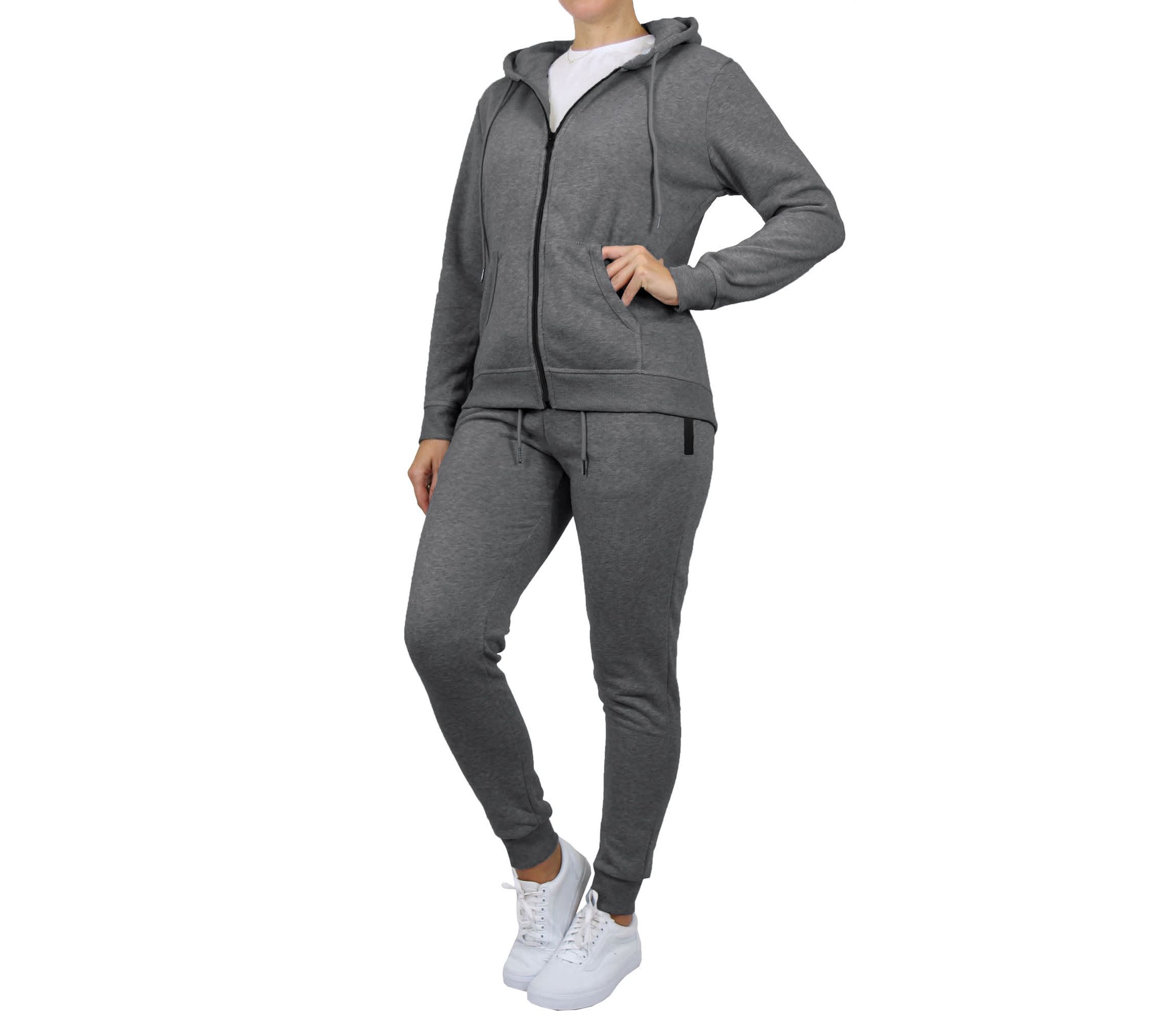 Loose Fit Fleece-Lined Full Zip Hoodie & Jogger 2-Piece Set